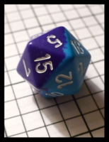 Dice : Dice - 20D - Chessex Half and Half Dark Blue and Lt Blue with White Numerals - Gen Con Oct 2010